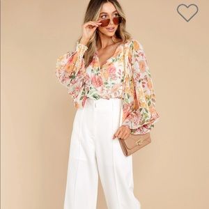 ASPIRING ARTIST IVORY MULTI FLORAL PRINT BODYSUIT SIZE L